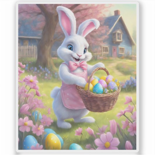 Sticker Pâques Bunny Springtime Vacances joyeuses Amusemen (Devant)