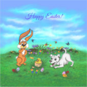 Sticker Pâques - Chiot Capo Rabbit et Chick (Devant)