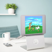 Sticker Pâques - Chiot Capo Rabbit et Chick (Ordinateur portable sur le bureau)