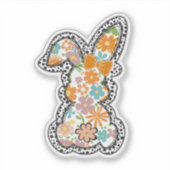 Sticker Pâques Floral Bunny Leopard frontière Joyeux Pâque (Devant)