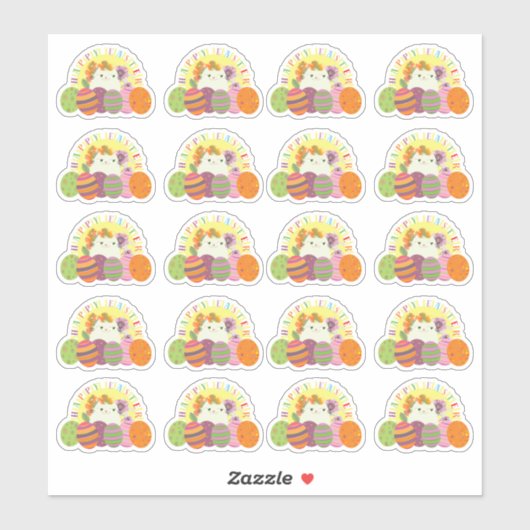 Sticker Pâques mignon (Feuille)