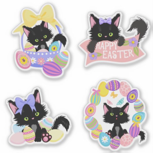 Sticker Pâques mignonne Kitten Pastel (Devant)