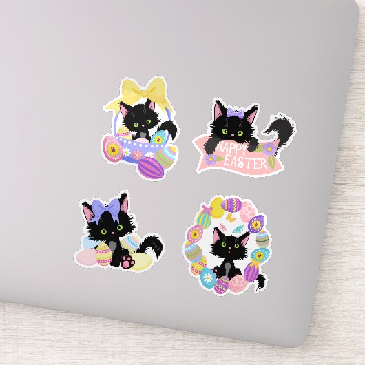 Sticker Pâques mignonne Kitten Pastel (Détail)