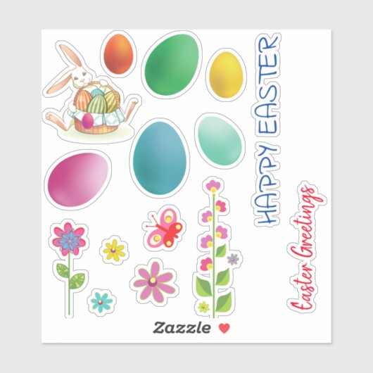 Sticker Pâques mignonnes (Feuille)