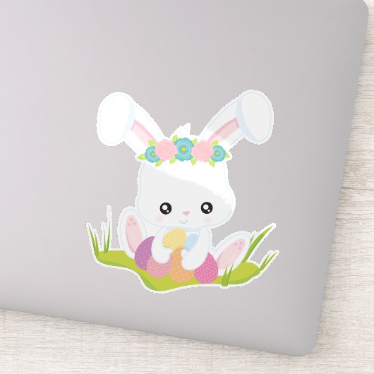 Sticker Pâques, Oeufs de Pâques, Mignonne Lapin, Lapin Bla (Détail)