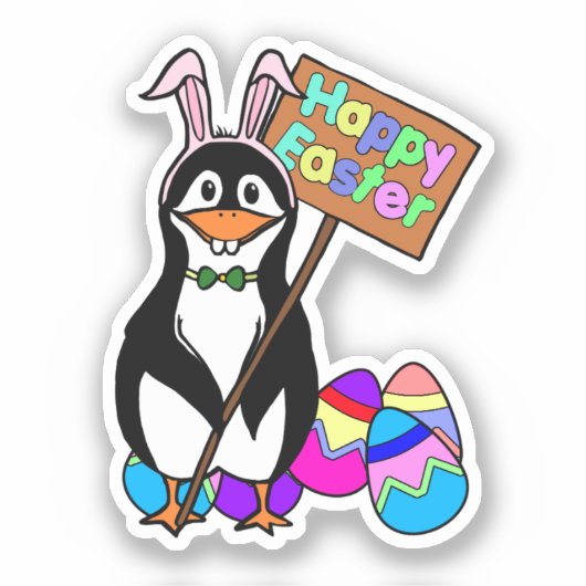 Sticker Pâques Pingouin Bunny (Recto)