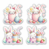 Sticker Pâques Pink Traite les poulets et les oeufs (Devant)