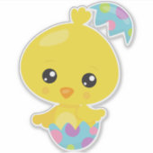 Sticker Pâques, Poulet mignon, Poulet de Bébé, Oeufs de Pâ (Devant)