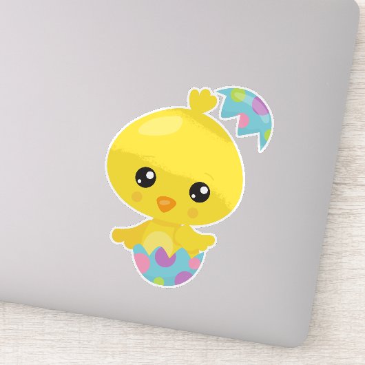 Sticker Pâques, Poulet mignon, Poulet de Bébé, Oeufs de Pâ (Détail)