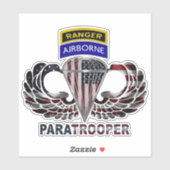 Sticker Parachutiste de Rangers aéroportés puissant (Feuille)