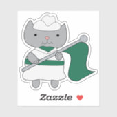Sticker Parade de Chat Garde Couleur Vert Blanc (Feuille)