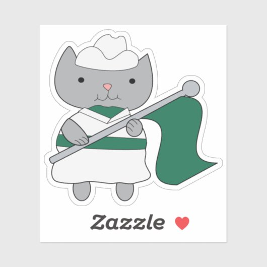 Sticker Parade de Chat Garde Couleur Vert Blanc (Feuille)