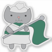 Sticker Parade de Chat Garde Couleur Vert Blanc (Devant)