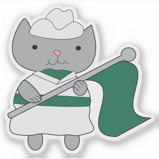 Sticker Parade de Chat Garde Couleur Vert Blanc (Devant)