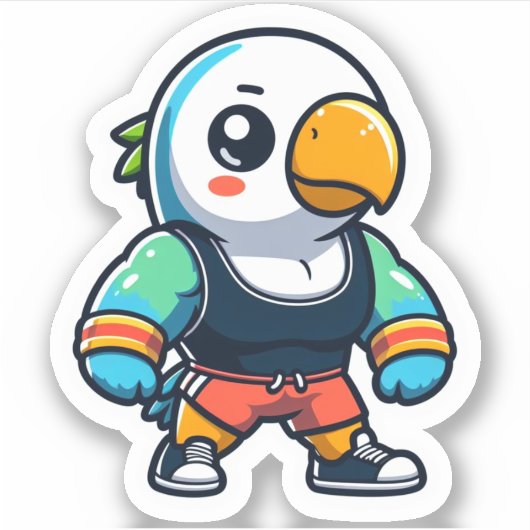 Sticker Parakeet Gym Bro (Devant)