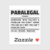 Sticker Paralegal Noun Définition Humour adjoint juridique (Feuille)