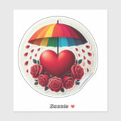 Sticker Parapluie pour amoureux : Abri de coeur (Feuille)