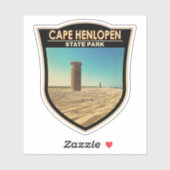 Sticker Parc d'état du Cap Henlopen Aquarelle Delaware (Feuille)