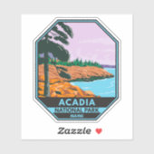 Sticker Parc national Acadia Maine Bar Harbour Vintage (Feuille)
