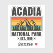 Sticker Parc national Acadia, Maine Retro Vintage (Feuille)