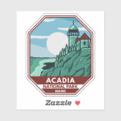 Sticker Parc national Acadia Phare du Maine Emblem rétro (Feuille)