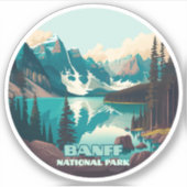 Sticker Parc national Banff Moraine Lac Retro (Devant)