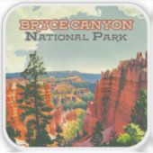 Sticker Parc national de Bryce Canyon Utah Hoodoo Retro (Devant)