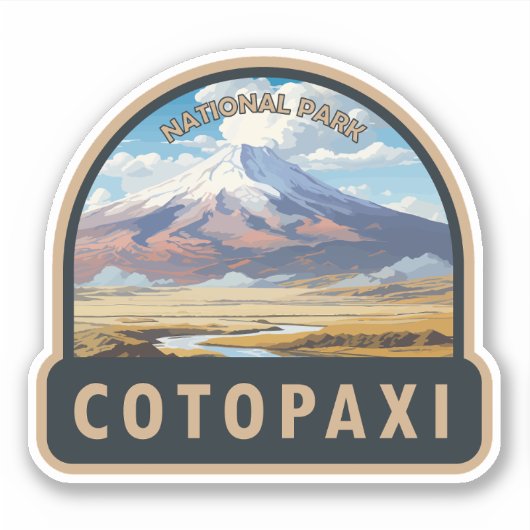 Sticker Parc national de Cotopaxi Equateur Travel Art Vint (Devant)
