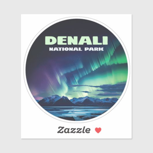 Sticker Parc national de Denali Rétro (Feuille)