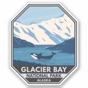 Sticker Parc national de Glacier Bay Alaska Orca Art Vinta