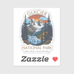 Sticker Parc national de Glacier Retro Montagne