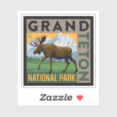 Sticker Parc national de Grand Teton Moose (Feuille)