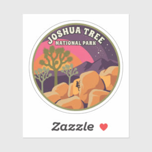 Sticker Parc national de Joshua Tree, Art de voyage rétro