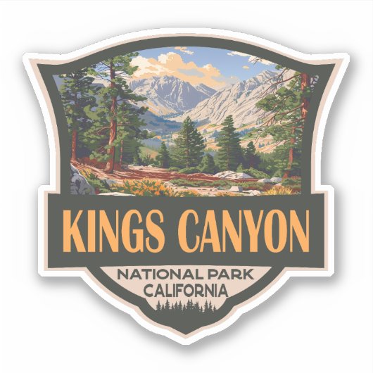 Sticker Parc national de Kings Canyon Illustration Art rét (Devant)