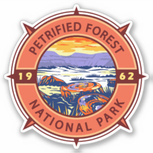 Sticker Parc national de la Forêt pétrifiée Boussole rétro
