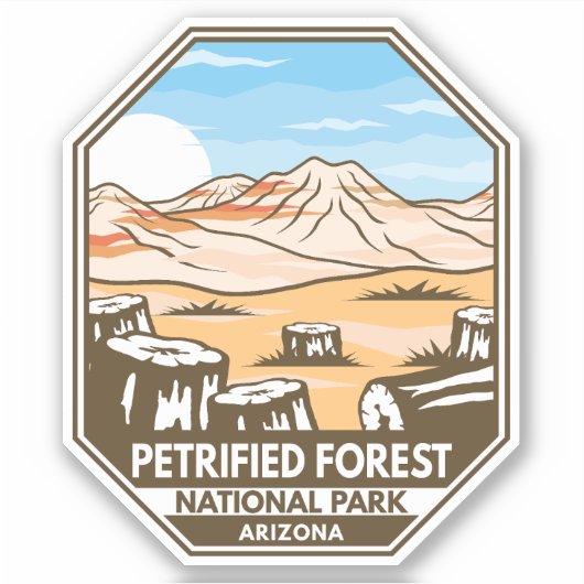 Sticker Parc national de la Forêt Petrifiée Rétro minime (Devant)