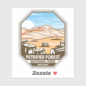 Sticker Parc national de la Forêt Petrifiée Rétro minime (Feuille)