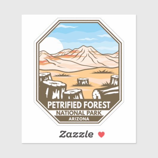 Sticker Parc national de la Forêt Petrifiée Rétro minime (Feuille)