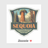 Sticker Parc national de Sequoia Illustration Rétro (Feuille)
