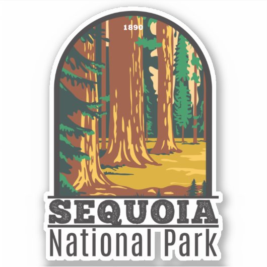 Sticker Parc national de Sequoia Sequoia Arbres géants Vin (Devant)