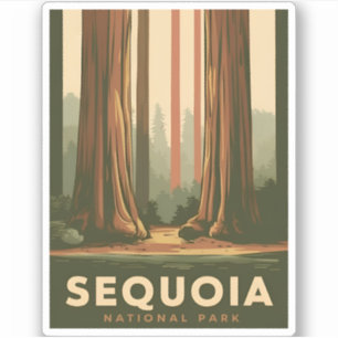 Sticker Parc national de Sequoia Vintage voyage en Califor