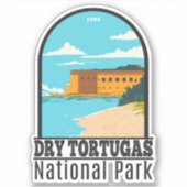 Sticker Parc national de Tortugas sec Floride Fort Retro (Devant)