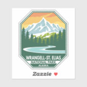 Sticker Parc national de Wrangell St Elias Rétro minime (Feuille)