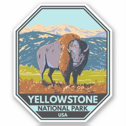 Sticker Parc national de Yellowstone Bison nord-américain (Devant)