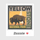 Sticker Parc national de Yellowstone | Buffalo (Feuille)