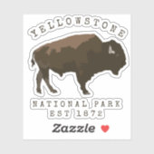 Sticker Parc national de Yellowstone Établissement du biso (Feuille)