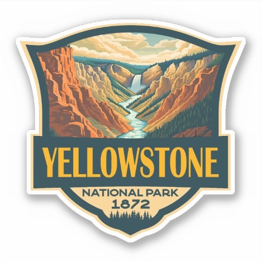 Sticker Parc national de Yellowstone Grand Canyon Art rétr (Devant)