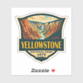 Sticker Parc national de Yellowstone Grand Canyon Art rétr (Feuille)