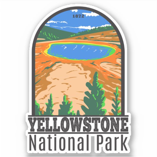 Sticker Parc national de Yellowstone Grand Prismatic Sprin (Devant)