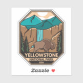 Sticker Parc national de Yellowstone Rétro minime de bison (Feuille)
